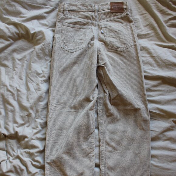 Levis Ribcage Straight Ankle Cream Corduroy Pants - Picture 3 of 3